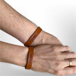 Personalized Leather Matching Couples Bracelets - Set of 2