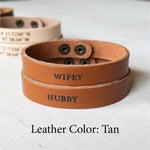 Personalized Leather Matching Couples Bracelets - Set of 2